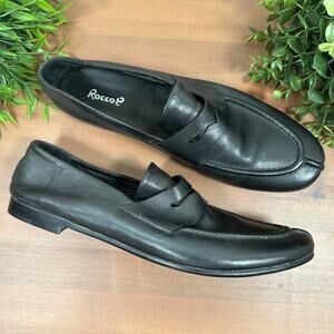 Rocco P Women's Hand Made Black Leather Loafers Made in Italy Size 40